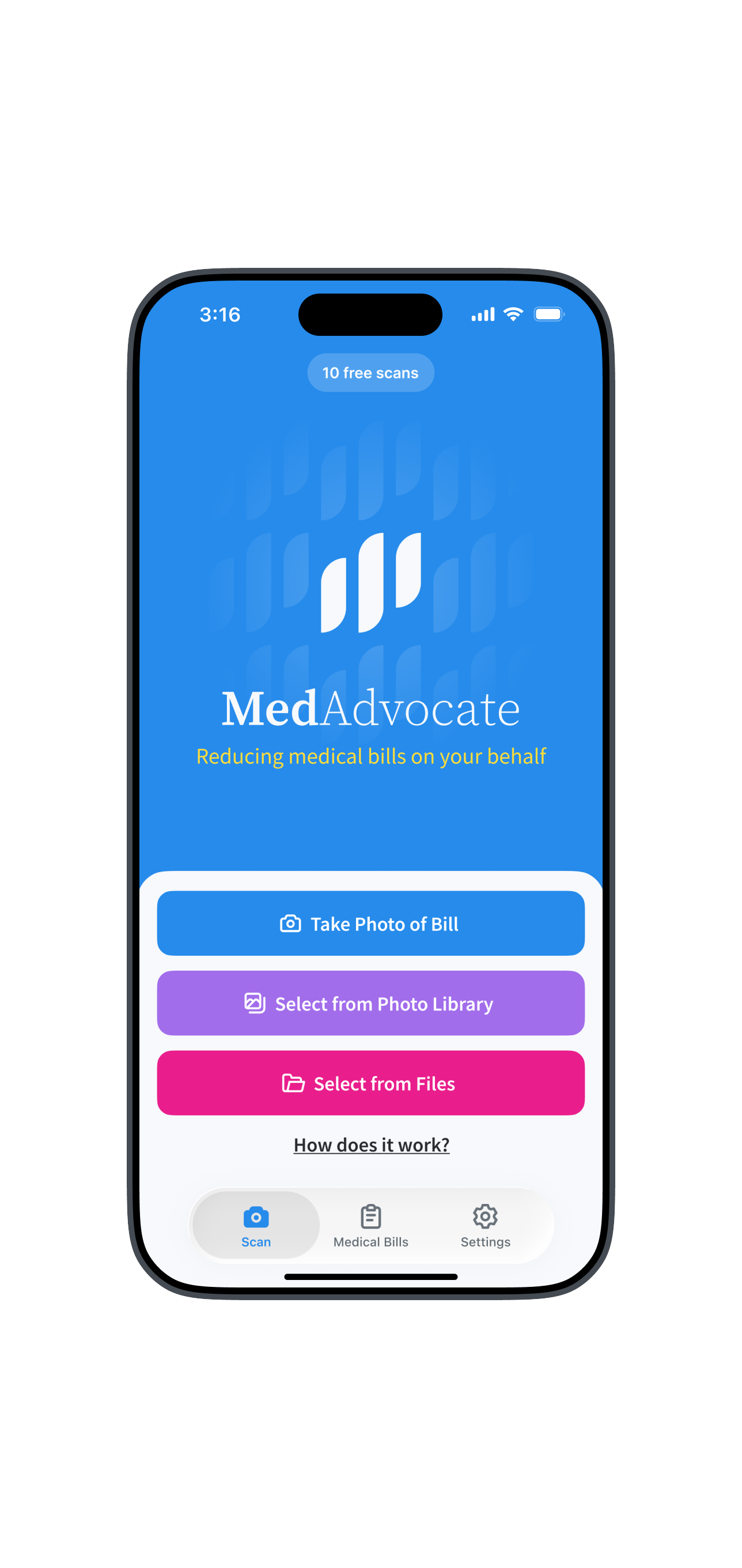 MedAdvocate scan screen